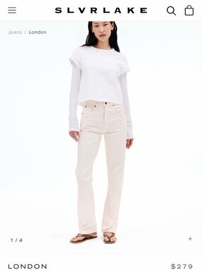 Slvrlake London Jeans, Ecru, Size 28